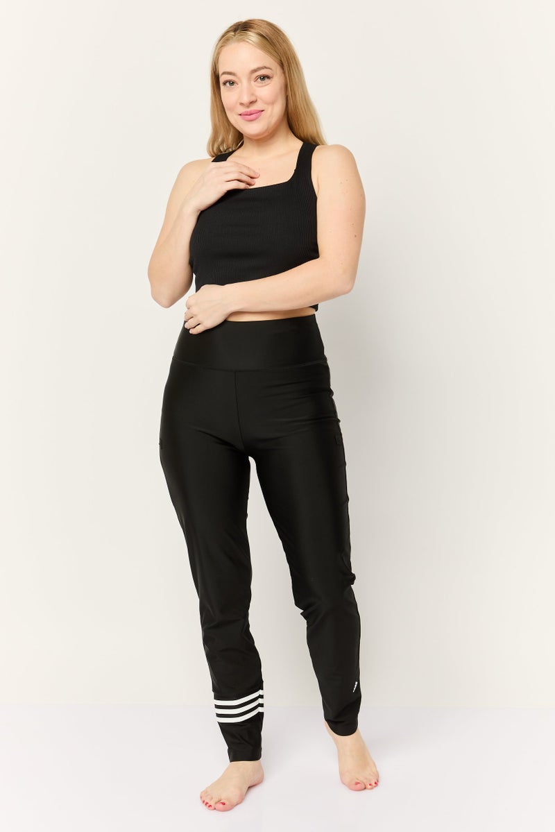 Adidas سروال سباحة نسائي 3 خطوط، أسود - Image 2